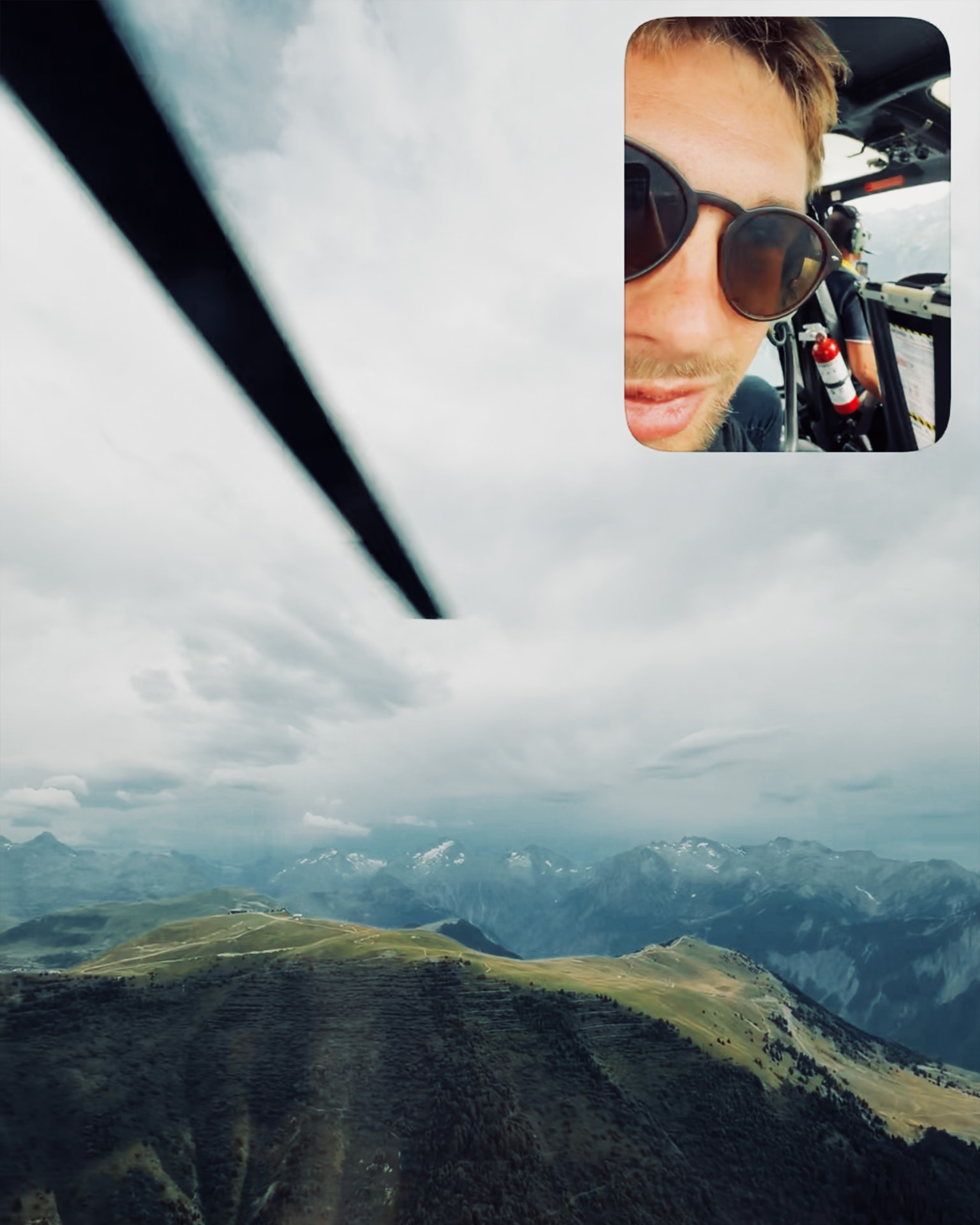 Helicopter environment at Alpe d'Huez mountain finish